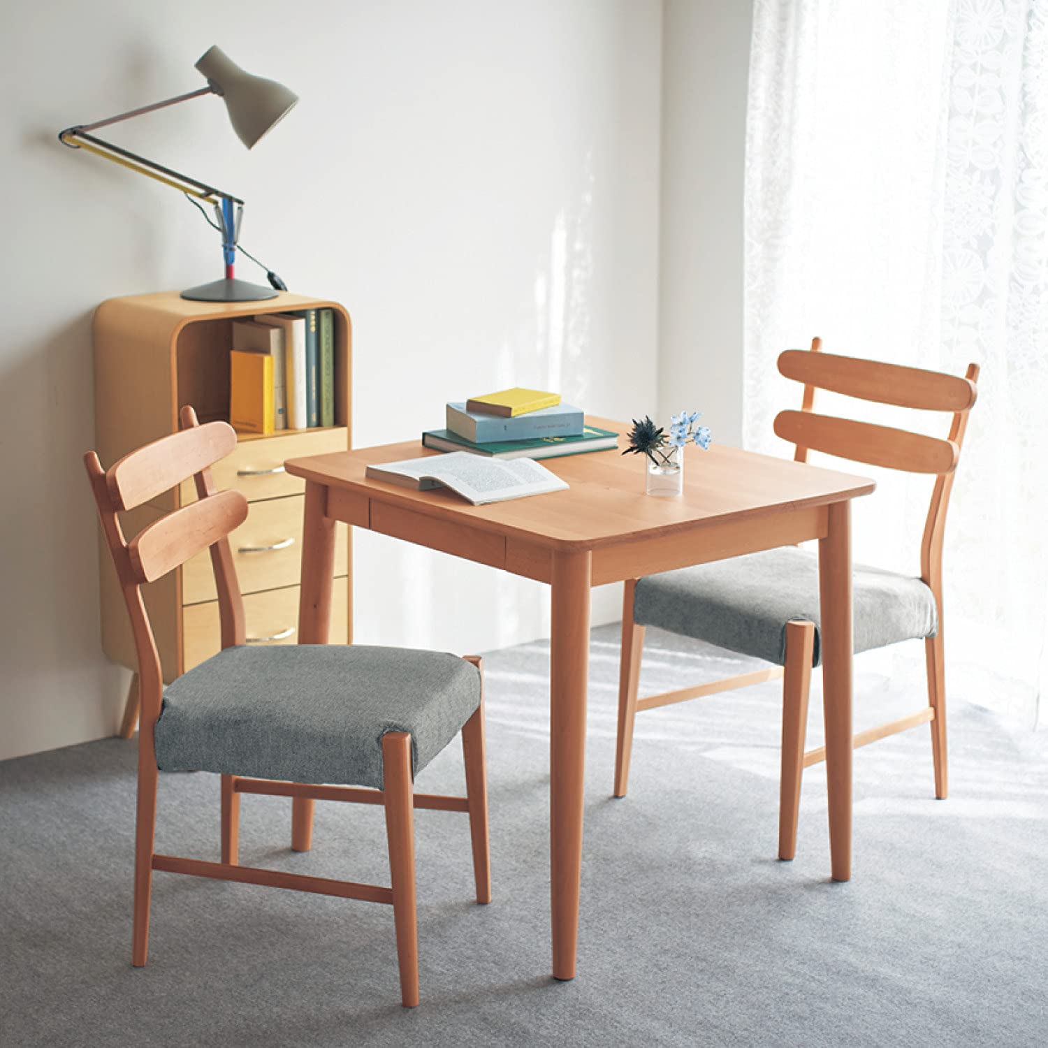 Amazon｜[ベルメゾン] ダイニングテーブル 天然木 北欧調 引出し